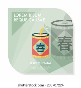 Chinese New Year flat icon, eps10, word Fu, Chinese festival couplets with firecrackers means " wish good luck and Spring comes."