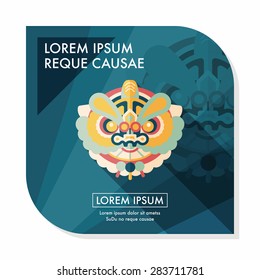 Chinese New Year flat icon with long shadow,eps10,The dragon and lion dancing head