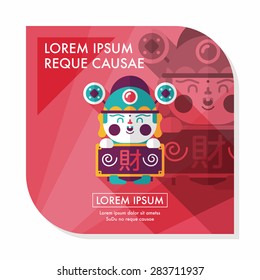 Chinese New Year flat icon with long shadow,eps10, God of wealth