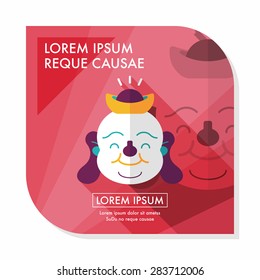 Chinese New Year flat icon with long shadow,eps10, Maitreya means "Bless you have wealth, monasticism and popularity."