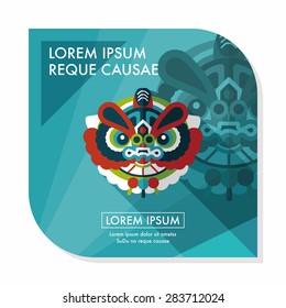 Chinese New Year flat icon with long shadow,eps10,The dragon and lion dancing head
