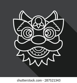 Chinese New Year flat icon with long shadow,The dragon and, line icon