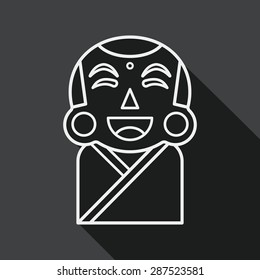 Chinese New Year flat icon with long shadow, Maitreya doll, line icon