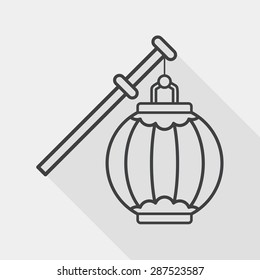 Chinese New Year flat icon with long shadow, Chinese decor, line icon