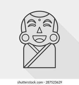 Chinese New Year flat icon with long shadow, Maitreya doll, line icon