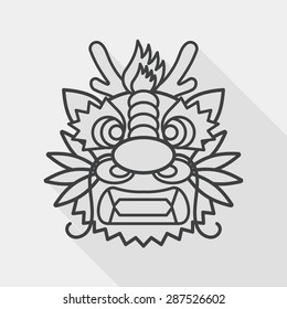 Chinese New Year flat icon with long shadow,The dragon and, line icon