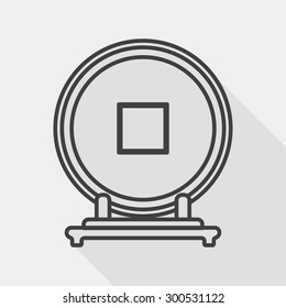 Chinese New Year flat icon with long shadow, Chinese decor, line icon