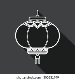 Chinese New Year flat icon with long shadow, Chinese decor, line icon
