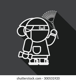 Chinese New Year flat icon with long shadow, When the Chin, line icon