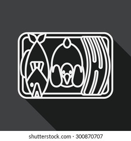 Chinese New Year flat icon with long shadow, Worship offer, line icon