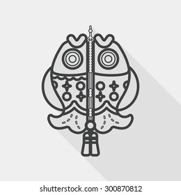 Chinese New Year flat icon with long shadow,eps, Chinese fish lu, line icon
