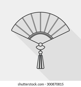 Chinese New Year flat icon with long shadow, Chinese foldi, line icon