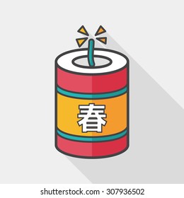 Chinese New Year flat icon, eps10, Chinese festival couplets with firecrackers means " wish the arrival of spring."