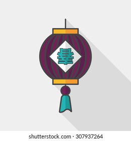 Chinese New Year flat icon with long shadow,eps10, Chinese festival couplets with lantern means " wish the arrival of spring."