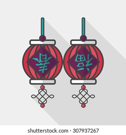 Chinese New Year flat icon with long shadow,eps10, Chinese festival couplets with lantern means " wish good luck and Spring comes."