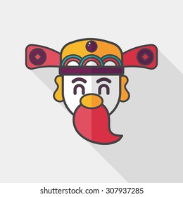 Chinese New Year flat icon with long shadow,eps10, God of wealth