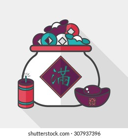 Chinese New Year flat icon with long shadow,eps10, Gold ingot means " wish good luck and fortune come."