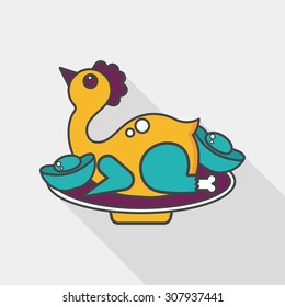 Chinese New Year flat icon with long shadow,eps10, Chinese Chicken Cuisine