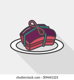 Chinese New Year flat icon with long shadow,eps10, Chinese cuisine braised dongpo pork