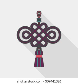 Chinese New Year flat icon with long shadow,eps10, lucky Chinese knot means " wish good luck and fortune comes."