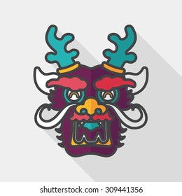 Chinese New Year flat icon with long shadow,eps10,The dragon and lion dancing head
