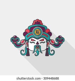 Chinese New Year flat icon with long shadow, eps10, God of wealth