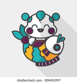 Chinese New Year flat icon with long shadow,eps10 Chinese Mascot means "May you always get more than you wish for." 