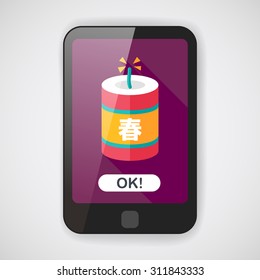 Chinese New Year flat icon, eps10, Chinese festival couplets with firecrackers means " wish the arrival of spring."