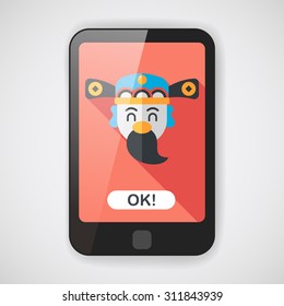 Chinese New Year flat icon with long shadow,eps10, God of wealth