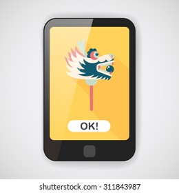 Chinese New Year flat icon with long shadow,eps10,The dragon and lion dancing head