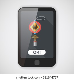 Chinese New Year flat icon with long shadow,eps10, Chinese festival couplets with lantern means " wish Spring comes."