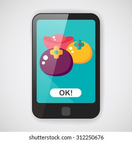 Chinese New Year flat icon with long shadow, eps10, Chinese lucky persimmon