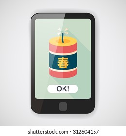Chinese New Year flat icon, eps10, Chinese festival couplets with firecrackers means " wish the arrival of spring."