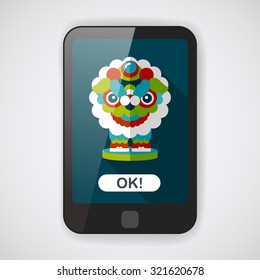 Chinese New Year flat icon with long shadow,eps10,The dragon and lion dancing head