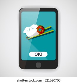 Chinese New Year flat icon with long shadow,eps10, Coin wrapped in dumplings where people eat throughout the year will be very lucky and get rich.