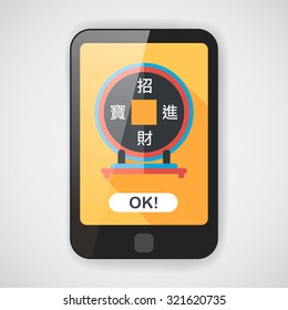 Chinese New Year flat icon with long shadow,eps10, Chinese decoration, Chinese words mean wish you can be wealthy and prosperity.
