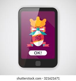 Chinese New Year flat icon with long shadow,eps10, lucky white radish with Chinese words means " Wish it can brings luck to you in the new year."