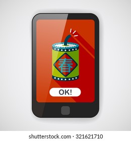 Chinese New Year flat icon, eps10, word Fu, Chinese festival couplets with firecrackers means " wish good luck and Spring comes."