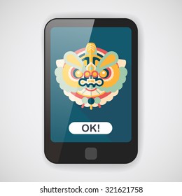 Chinese New Year flat icon with long shadow,eps10,The dragon and lion dancing head