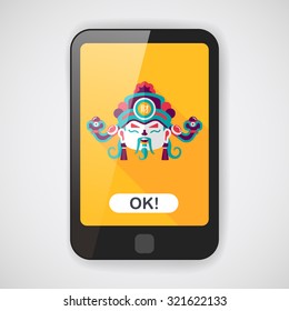 Chinese New Year flat icon with long shadow,eps10, God of wealth