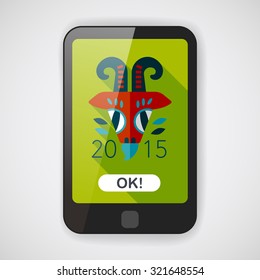 Chinese New Year flat icon with long shadow,eps10, Chinese Zodiac Year of the Goat, 2015