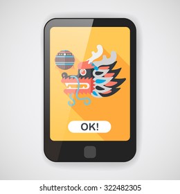 Chinese New Year flat icon with long shadow,eps10,The dragon and lion dancing head
