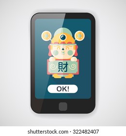 Chinese New Year flat icon with long shadow,eps10, God of wealth