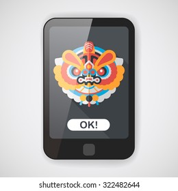 Chinese New Year flat icon with long shadow,eps10,The dragon and lion dancing head