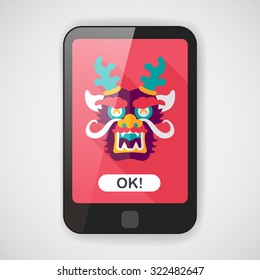 Chinese New Year flat icon with long shadow,eps10,The dragon and lion dancing head