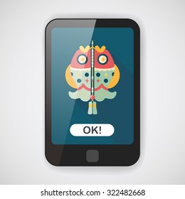 Chinese New Year flat icon with long shadow,eps, Chinese fish lucky pendant means "May you always get more than you wish for." 