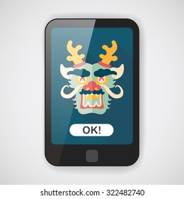 Chinese New Year flat icon with long shadow,eps10,The dragon and lion dancing head