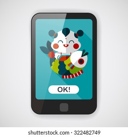 Chinese New Year flat icon with long shadow,eps10 Chinese Mascot means "May you always get more than you wish for." 