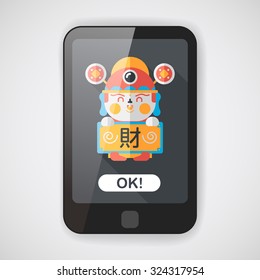 Chinese New Year flat icon with long shadow,eps10, God of wealth