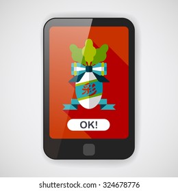 Chinese New Year flat icon with long shadow,eps10, lucky white radish with Chinese words means " Wish it can brings luck to you in the new year."